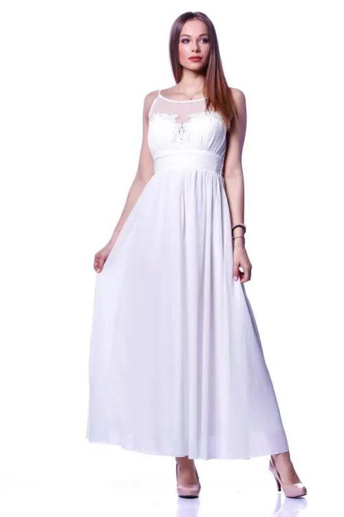 Embellished Tulle Panel Maxi Dress