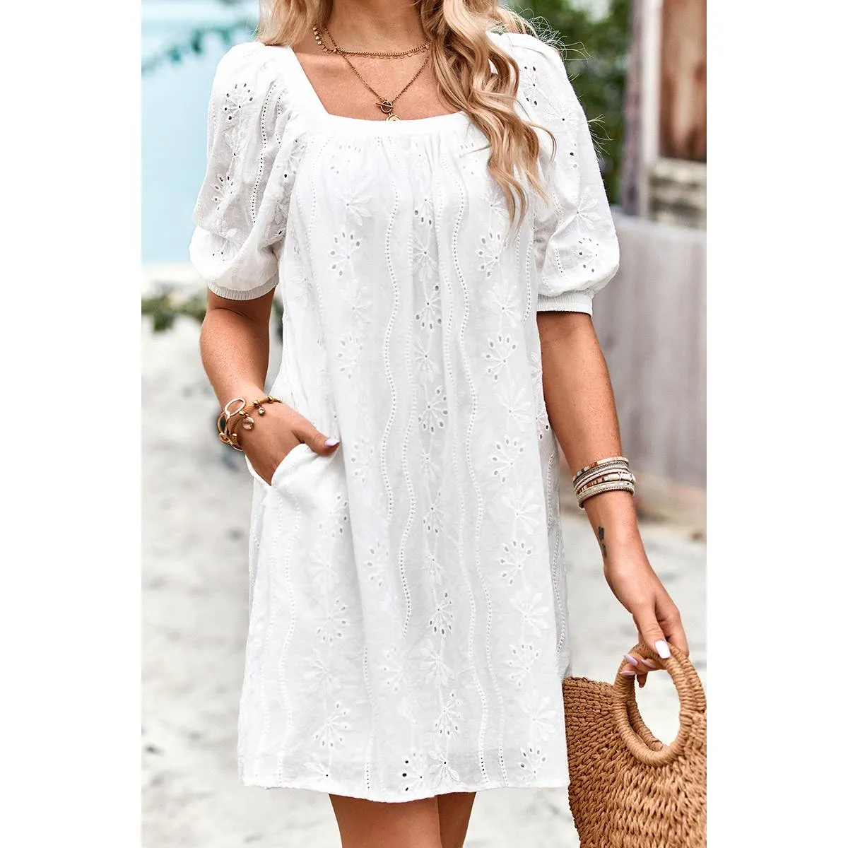 Eyelet Charm Shift Dress