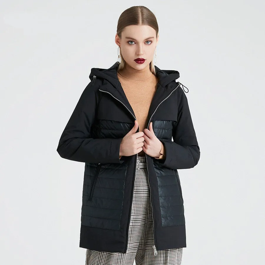 Women's Spring/Autumn Windproof Hooded Coat With Pockets